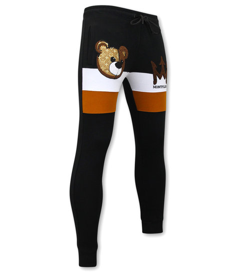 TONY BACKER Trendy Trainingspak Heren - Teddy Bear Print - Zwart