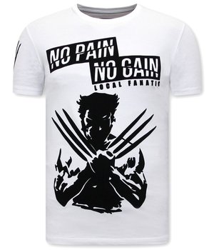 Local Fanatic Print Shirt Heren  - Wolverine  T shirt X Man - Wit