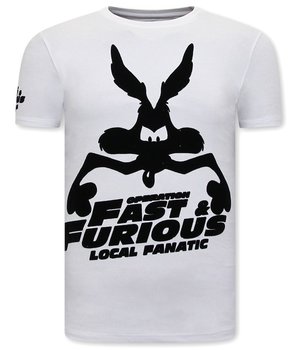 Local Fanatic Grappige t shirts Heren  - Fast and Furious - Wit