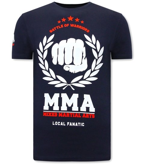Local Fanatic  T-shirt Heren met Opdruk - MMA Fighter - Blauw