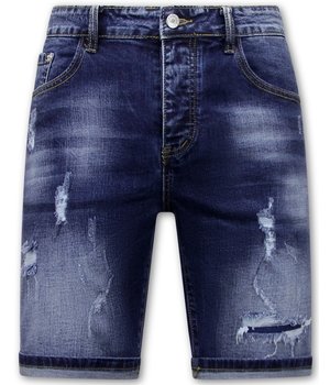 Enos Korte Broek Heren Stretch - Denim Short - 939 - Blauw