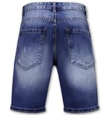 Enos Korte Spijkerbroek met Gaten - Denim Short - 953NW - Blauw