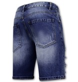 Enos Korte Spijkerbroek met Gaten - Denim Short - 953NW - Blauw