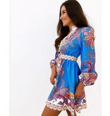 PARISIAN Halflange  Luxe  Dames  Jurk - 21495 - Beige / Blauw