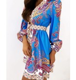 PARISIAN Halflange  Luxe  Dames  Jurk - 21495 - Beige / Blauw