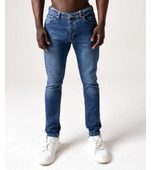 TRUE RISE Klassieke Heren Jeans Slim Fit - DC-018 - Blauw