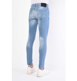 TRUE RISE Lichtblauwe Spijkerbroek Heren met Gaten - Slim Fit - DC-026