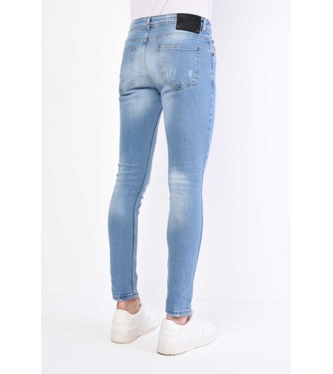TRUE RISE Lichtblauwe Spijkerbroek Heren met Gaten - Slim Fit - DC-026