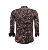 TONY BACKER Luxe Heren Overhemd Bloemenprint - Slim Fit -3100 - Zwart