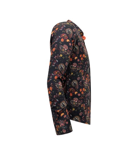 TONY BACKER Luxe Heren Overhemd Bloemenprint - Slim Fit -3100 - Zwart