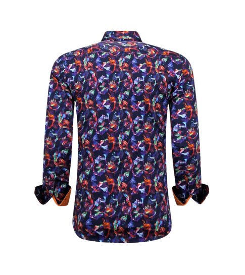 TONY BACKER Luxe Heren Slim Fit Overhemden - 3071 - Oranje/Paars