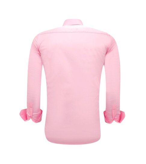 TONY BACKER Luxe Blanco Satijn Hemd voor Mannen - Slim Fit - 3071 - Roze