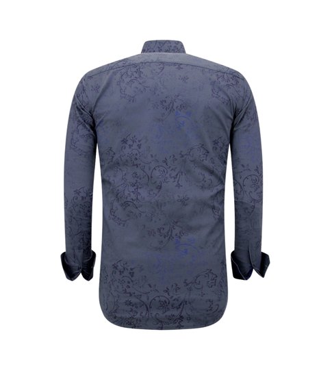 TONY BACKER Print Overhemd Heren  - Slim Fit - 3066NW - Blauw