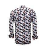TONY BACKER Luxe Heren Slim Fit Overhemd -  Digitale Bloemen Print - 3052 - Wit