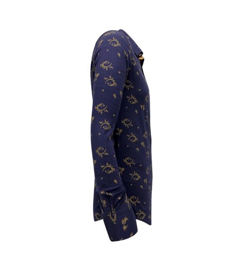 TONY BACKER Gebloemd Overhemd Heren- Slim Fit - 3086 - Navy