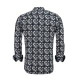 TONY BACKER Italiaanse Overhemden Heren - Schess Motief Blouse - 3020 - Blauw