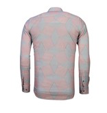 TONY BACKER Italiaanse Overhemden - Slim Fit Overhemd - Blouse Line Pattern - Rood