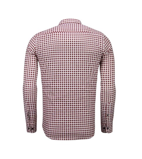 TONY BACKER Italiaanse Overhemden - Slim Fit Overhemd - Blouse Garment Pattern - Rood