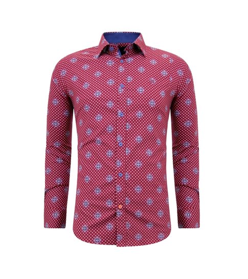 TONY BACKER Overhemd met Print Heren - Slim Fit - 3087 - Rood