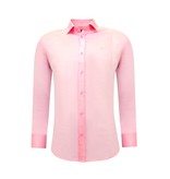 TONY BACKER Luxe Blanco Satijn Hemd voor Mannen - Slim Fit - 3071 - Roze