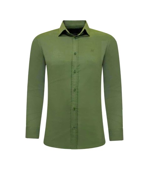 TONY BACKER Exclusieve Blanco Overhemden Heren - Slim Fit - 3083 - Groen