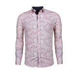 TONY BACKER Italiaanse Overhemden - Slim Fit Overhemd - Blouse Allover Flower Pattern - Rood