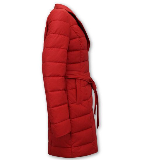 Gentile Bellini Puffer Jas Dames Lang - 7920 - Rood