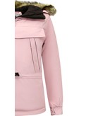 MATOGLA Dames Anorak Winterjas met Bontkraag – Pink