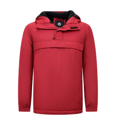 Beluomo Heren Winterjas Anorak Voor Over het Hoofd – Rood