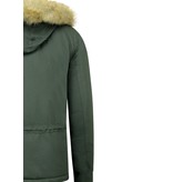 Beluomo Heren Anorak Winterjas met Bontkraag – Groen