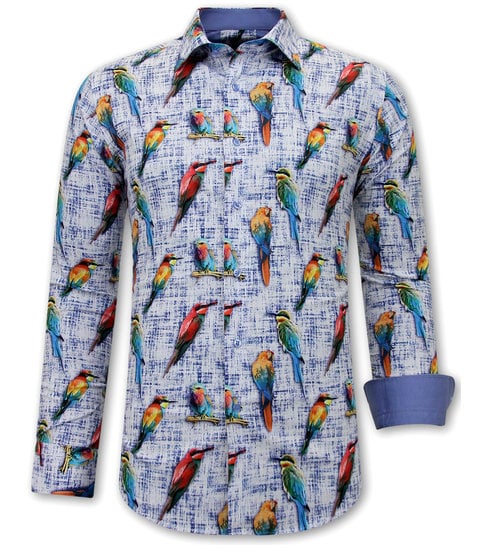 Gentile Bellini Overhemd met Vogelprint - 3122 - Blauw