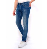 TRUE RISE Jeans Heren Slim Fit met Gaten -DC-036- Blauw