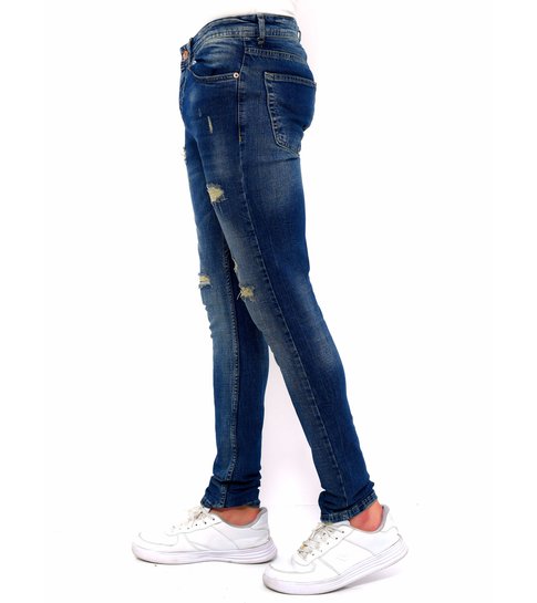 TRUE RISE Broek met Scheuren Heren Slim Fit -DC-042- Blauw