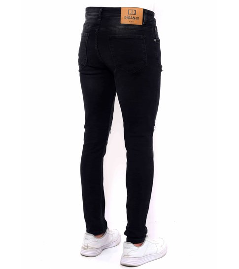 TRUE RISE Gescheurde Jeans Heren Slim Fit -DC-049- Zwart