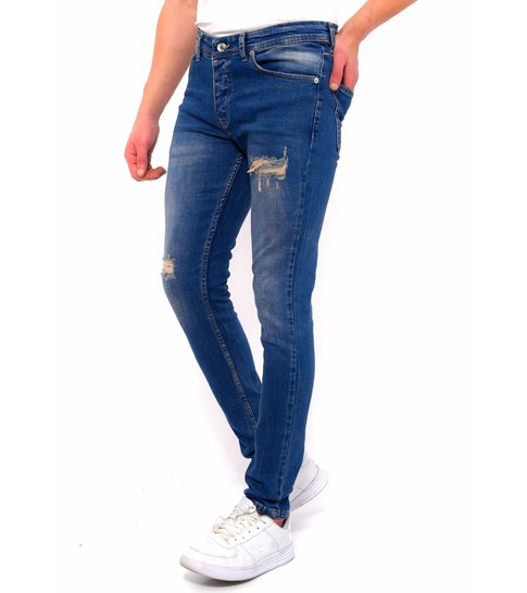 TRUE RISE Ripped Jeans Heren Slim Fit Strech -DC-046- Blauw