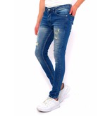 TRUE RISE  Slim Fit Strech Jeans Heren Ripped -DC-045- Blauw