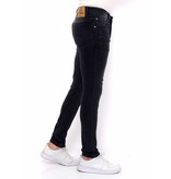 TRUE RISE Ripped Heren Jeans Versleten Slim Fit -DC-050- Zwart