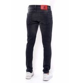 TRUE RISE Ripped Heren Jeans met Verfspatten Slim Fit -DC-040- Zwart