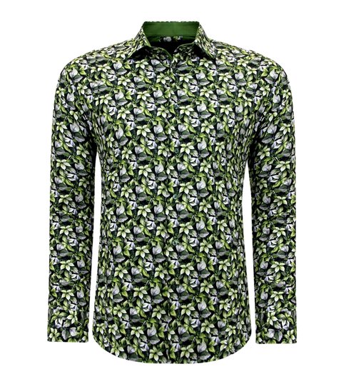 Gentile Bellini Heren Overhemd Bladeren Print - 3115 - Groen