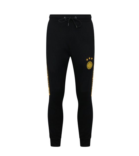 LF Amsterdam Heren Joggingspak - Half Zipper, Double Ribbon - Zwart / Geel