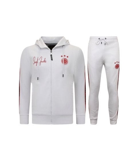 LF Amsterdam Mannen Trainingspak - Hooded Ribbon - Wit / Rood