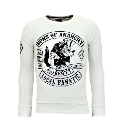 Local Fanatic Rhinestones Sweater Heren - Sons of Anarchy Trui - Wit