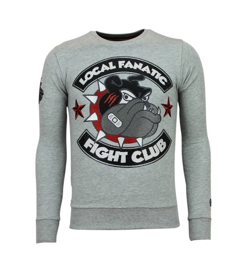 Local Fanatic Fight Club Trui - Bulldog  Heren Sweater - Truien Mannen - Grijs
