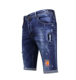 Local Fanatic Exclusieve Korte Broek Heren met Verfspatten - 1016 - Blauw