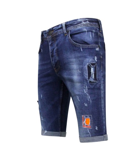 Local Fanatic Exclusieve Korte Broek Heren met Verfspatten - 1016 - Blauw