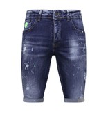 Local Fanatic Exclusieve Korte Heren Broek met Verfspatten - 1017 - Blauw