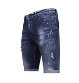 Local Fanatic Exclusieve Korte Heren Broek met Verfspatten - 1017 - Blauw