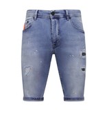 Local Fanatic Heren Denim Korte Jeans Slim fit  - 1048 - Blauw