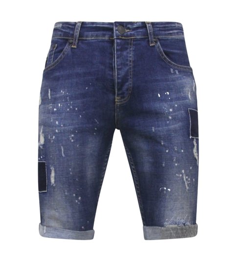 Local Fanatic Korte Broek Slim fit Heren met Gaten -1026-SH- Blauw