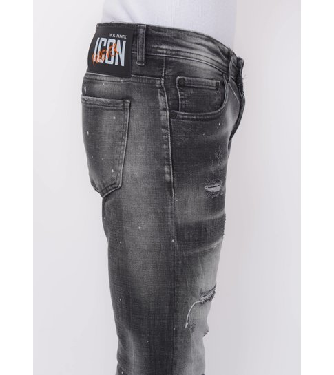 Local Fanatic Distressed Jeans Stonewash Heren - Slim Fit -1087- Zwart